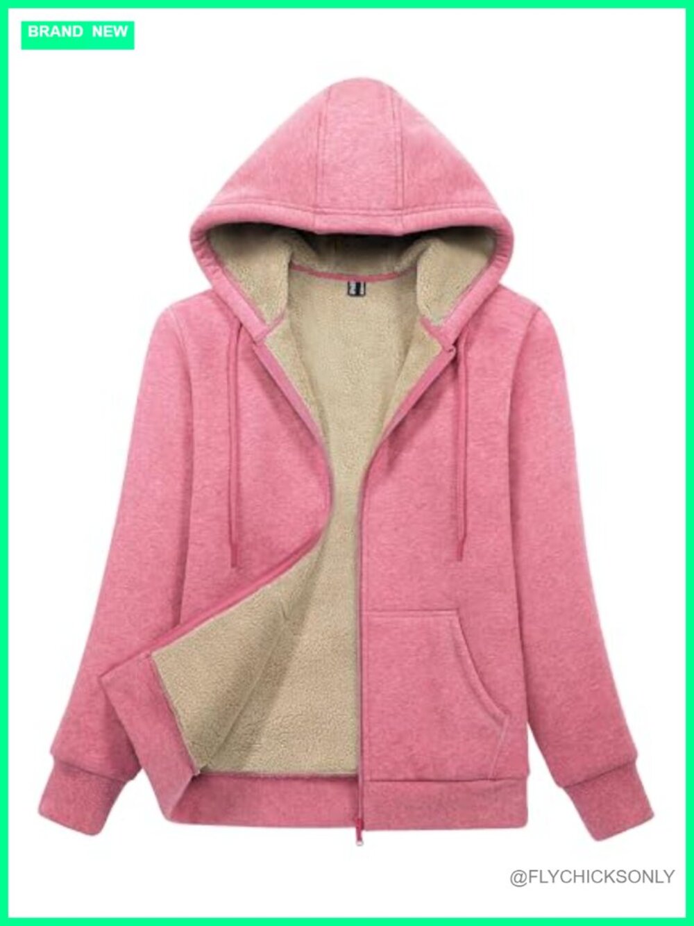 Sherpa Lined Full Zip Hoodie Warm Winter Jacket with Pockets